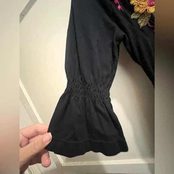 JW Los Angeles floral embroidery black cotton dress size medium - Picture 11 of 16